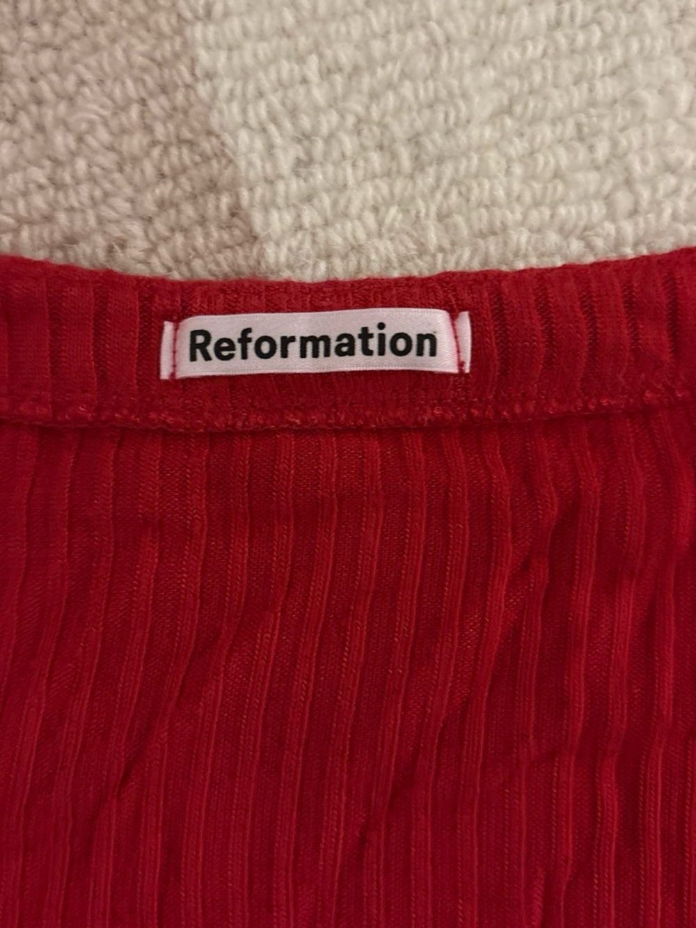 Reformation Red Ribbed Button-Front Tee - Picture 2 of 3